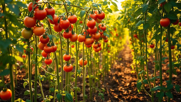 Tomatenpflanzen im Garten – reiche Ernte
