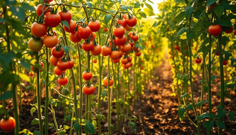 Tomatenpflanzen im Garten – reiche Ernte